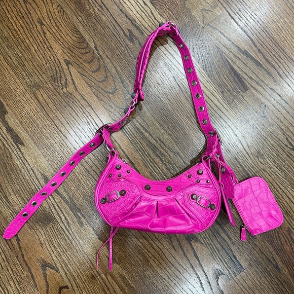 Balenciaga WOMEN'S LE CAGOLE SHOULDER BAG XS IN GLOSSY PINK - Picture 1 of 2